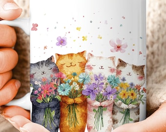 Funny Cat Mug PNG, Cat Lover Mug Wrap, Colorful 15oz & 11oz Mug Sublimation Design, Cute Coffee Cup Print, Digital Download Template PNG