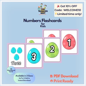 Number Flashcards for Kids - 20 Printable Cards - Preschool and Toddler PDF