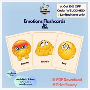 Emotions Flashcards for Kids - 14 Printable Feelings Cards - Preschool and Toddler PDF