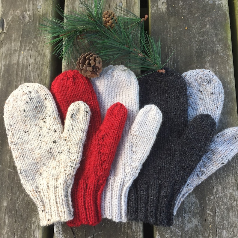 Classic Knitted Mittens Hand Knitted Mittens Women's Etsy