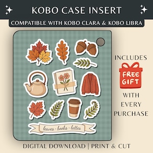 Inserto per custodia trasparente Kobo, inserto per custodia a scacchi, inserto per custodia e-reader, letture autunnali accoglienti, regalo per lettori autunnali