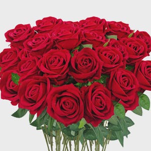 30 st konstgjorda sammetsrosor | Äkta sidenrosor med långa stjälkar för hemmet, bröllopsfestdekorationer | Gör-det-själv-blomsterarrangemang