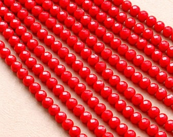 15'' 3mm 4mm 6mm 8mm Natural Red Jade Abacus Faceted Rondelle Beads | Loose Stone Beads for DIY Bracelet & Earrings