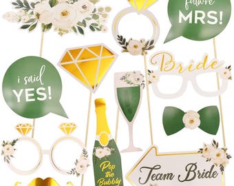 Team Bride Paper Photo Booth Props | Bachelorette Party Decoration