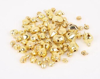 6–14mm Gold Jingle Bells Set, Small Craft Bells with Sound, Christmas Decor Bells, DIY Jewelry & Ornament Bells