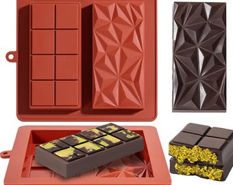 Chocolate Bar Silicone Mold | Epoxy Resin Chocolate Mold | Thick Rectangle Chocolate Bar Mold | Break Apart Candy Mould | Cake Baking Mold