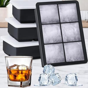 4/6/8/15 Grid Ice Cube Mold Silicone Tray with Lid | Large Ice Ball Maker for Bar Drinks Whiskey Cocktails
