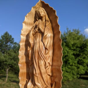 Wooden Virgin Mary Statue – Virgen de Guadalupe – Wooden Religious Sculpture – Catholic Home Decor – Spiritual Gift