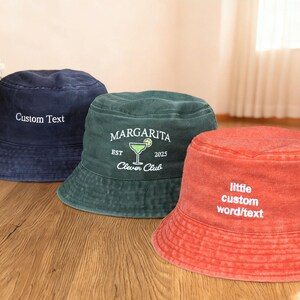Cappello da pescatore personalizzato, cappello con logo ricamato, cappello da pescatore vintage, cappelli da donna personalizzati, regalo per addio al nubilato, regalo per neo-papà e neo-mamma immagine 4