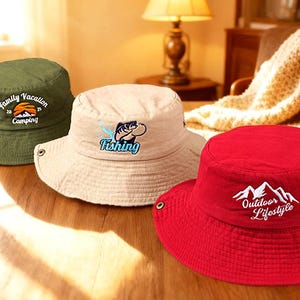 Custom Text Logo Bucket Hat, Embroidered Custom Hat, Personalized Hat, Outdoor Fishing Hiking Hat, Sun Hat，Camping Hat Summer Hat Travel Hat