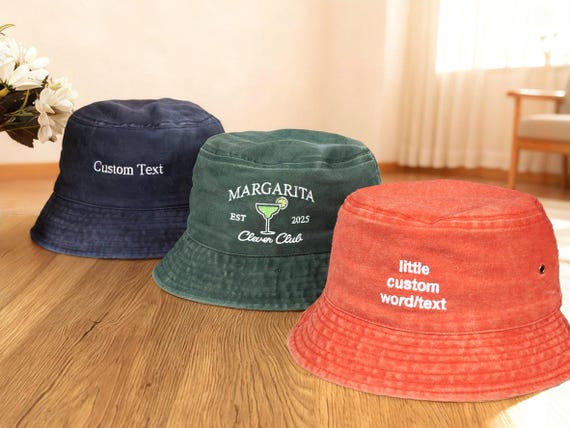 Embroidered Bucket hat, Personalized hat, Custom text logo Bucket hat, Vintage hat Personalized women hat Bachelorette Gift Gift For Dad Mom