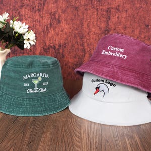 Custom Embroidered Bucket hat, Personalized hat, Personalized text logo Bucket hat, Vintage hat women hat Bachelorette Gift Gift For Dad Mom
