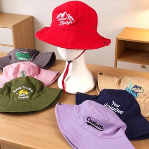 Embroidered Custom Hiking Hat, Personalized Hat, Custom Text Logo Bucket Hat, Outdoor Fishing Hat, Sun Hat，Camping Hat Summer Hat Travel Hat