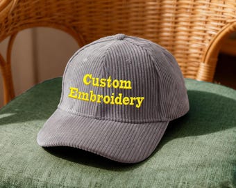Custom Corduroy Embroidered Hat,Warm & Soft Unisex Baseball Dad Hat,winter corduroy warm hat Gifts,bachelorette hat,Custom hat, Back or side