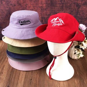 Chapeau de randonnée brodé personnalisé, Chapeau personnalisé, Bob avec logo avec texte personnalisé, Chapeau de pêche en plein air, Chapeau de soleil, Chapeau de camping Chapeau d&#39;été Chapeau de voyage