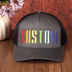 Embroidered Custom Text Logo Trucker Hat, Personalized Trucker Hat, Custom DAD Hat, Bachelorette Party, Gift For Her Mama Hat Christmas Gift