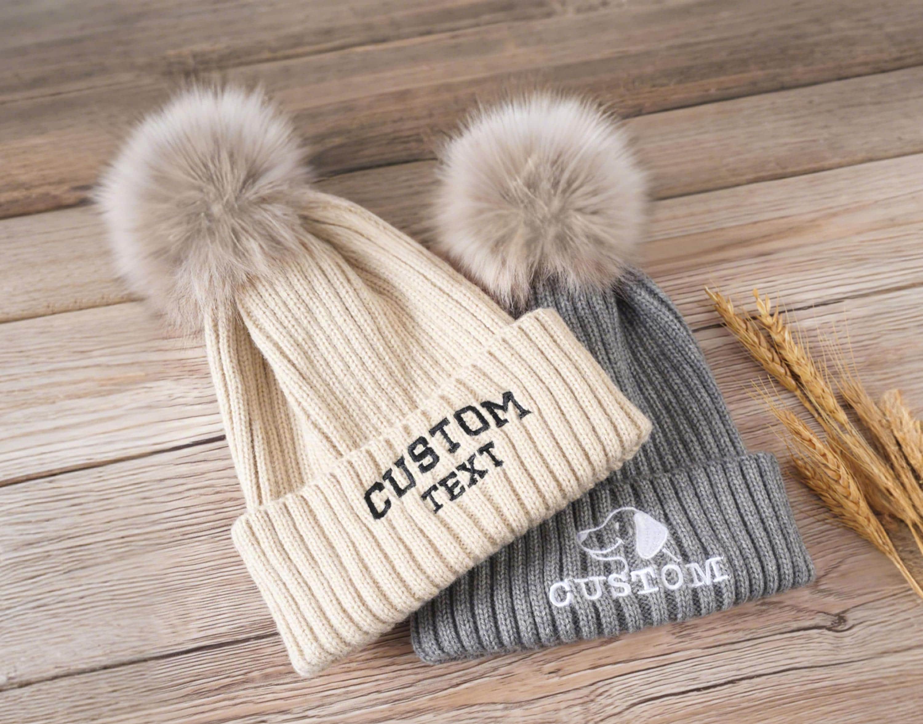 Unisex Adults Corkscrew Knitted Pom Beanie Hat Bonnet Retro Blues Taille Uniq