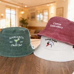 Cappello da pescatore personalizzato, cappello con logo ricamato, cappello da pescatore vintage, cappelli da donna personalizzati, regalo per addio al nubilato, regalo per neo-papà e neo-mamma immagine 11