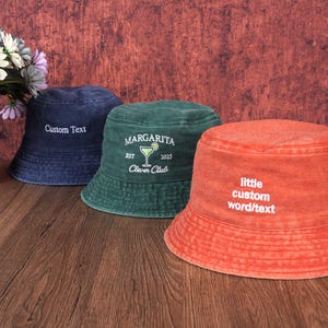 Embroidered Bucket hat, Personalized hat, Custom text logo Bucket hat, Vintage hat Personalized women hat Bachelorette Gift Gift For Dad Mom