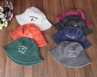 Cappello da pescatore personalizzato, cappello con logo ricamato, cappello da pescatore vintage, cappelli da donna personalizzati, regalo per addio al nubilato, regalo per neo-papà e neo-mamma