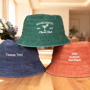 Cappello da pescatore personalizzato, cappello con logo ricamato, cappello da pescatore vintage, cappelli da donna personalizzati, regalo per addio al nubilato, regalo per neo-papà e neo-mamma immagine 3