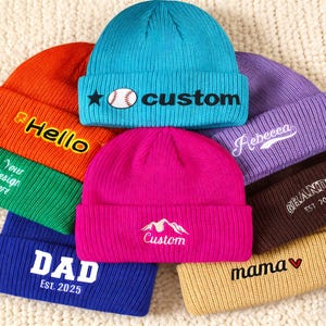 Bonnet brodé, bonnet d'hiver personnalisé, cadeau en coton personnalisé