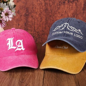Benutzerdefinierte 3D bestickter gewaschener Dad-Hut, unstrukturierte Sportkappe Name / Text / Logo-Hut für Junggesellenabschied Junggesellinnenabschied Geschenk Unisex Hut