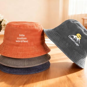 Cappello da pescatore personalizzato, cappello con logo ricamato, cappello da pescatore vintage, cappelli da donna personalizzati, regalo per addio al nubilato, regalo per neo-papà e neo-mamma immagine 12