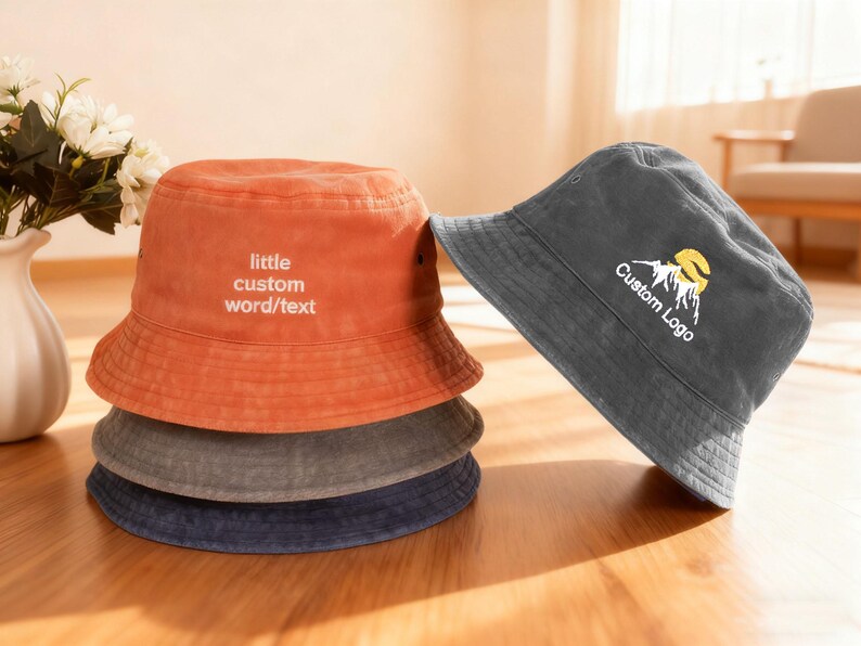 Cappello da pescatore personalizzato, cappello con logo ricamato, cappello da pescatore vintage, cappelli da donna personalizzati, regalo per addio al nubilato, regalo per neo-papà e neo-mamma immagine 12