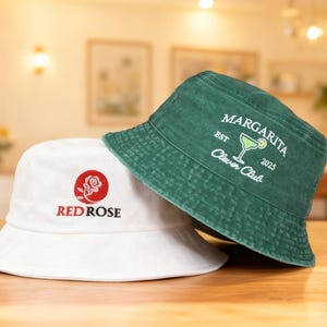 Cappello da pescatore personalizzato, cappello con logo ricamato, cappello da pescatore vintage, cappelli da donna personalizzati, regalo per addio al nubilato, regalo per neo-papà e neo-mamma immagine 10