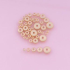 100 pcs Gold Disc Beads,18K Gold Filled Flat Spacer Round Beads,Gold Beads for DIY Bracelet Necklace Jewelry Findings Making