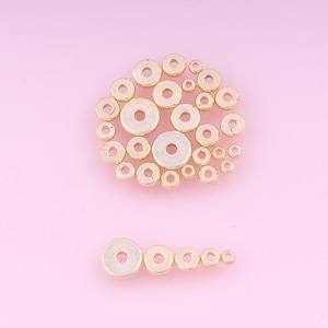 100 pcs Gold Disc Beads,14K Gold Filled Flat Spacer Round Beads,Gold Beads for DIY Bracelet Necklace Jewelry Findings Making