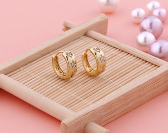 1 pair Flower Earrings 18K Gold Filled Flower Earrings Hoop Earrings Hoop Earrings Gifts for Her