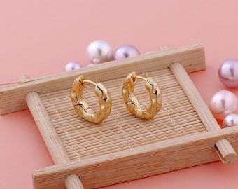 1 pair Thick Gold Earrings, 18K Gold Filled Dainty Earrings,Hoop Earrings,Hoop Earrings, Gifts for Her,