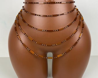 Gioielli in ambra e oro per la vita, baya, perline tubolari e sfaccettate, perline per fianchi fatte a mano