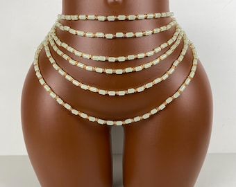 2 Pièces Chaîne De Taille Perles Africaines Pour Femmes - Bikini, Ventre, Plage - Élastique