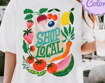 Farmers Market Comfort Colors Shirt, Support Your Local Farm Tee, Vegetable Tshirt, Tomato Girl Summer Shirt, Gift For Farmer, Gardener Tee