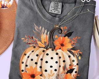 Comfort Colors Watercolor Pumpkin T-Shirt, Cottagecore Fall Harvest Tshirt, Shirt For Thanksgiving, Vintage Pumpkin Tshirt, Fall Vegetable