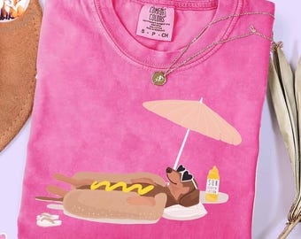 Funny Dachshund Comfort Colors Shirt, Summer Hot Dog Tee, Gift For Dog Mom