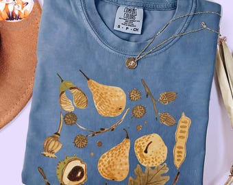 Autumn Cottagecore Comfort Colors Shirt, Fall Vibes Tshirt, Watercolor Forest Tee