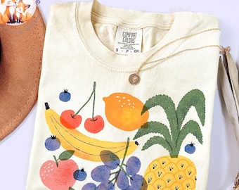 Summer Fruit Comfort Colors Shirt, Aesthetic Fruit Shirt, Vintage Cottagecore Fruit Tee, Tropical Summer Vacation Shirt, Farmers Market Tee