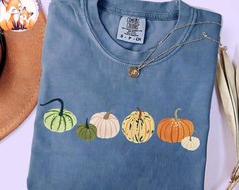 Cottagecore Pumpkin Comfort Colors Shirt, Muted Pumpkin Tee, Trendy Fall Shirt, Fall Harvest Tee,  Watercolor Pumpkin Tee, Thanksgiving Tee