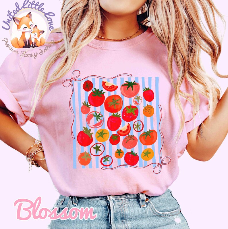 Chemise couleurs confort fille tomate, t-shirt Coquette Garden, chemise Farmers Market BLOSSOM Shirt