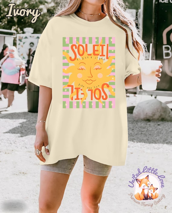 Soleil Summer Comfort Colors Shirt, Oversized Beach Shirt, Cute Summer Outfit, Retro Summer Vibes Shirt, Retro Surf Tee, Summer Trip Shirt
