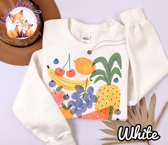 Summer Fruits Sweatshirt, Fruit Sweat-shirt, Vintage Food Sweat, Cottagecore Vegan Sweater, Farmers Market Crewneck, Aesthetic Fruit Shirt