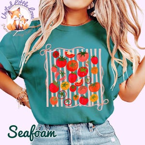 Chemise couleurs confort fille tomate, t-shirt Coquette Garden, chemise Farmers Market SEAFOAM Shirt