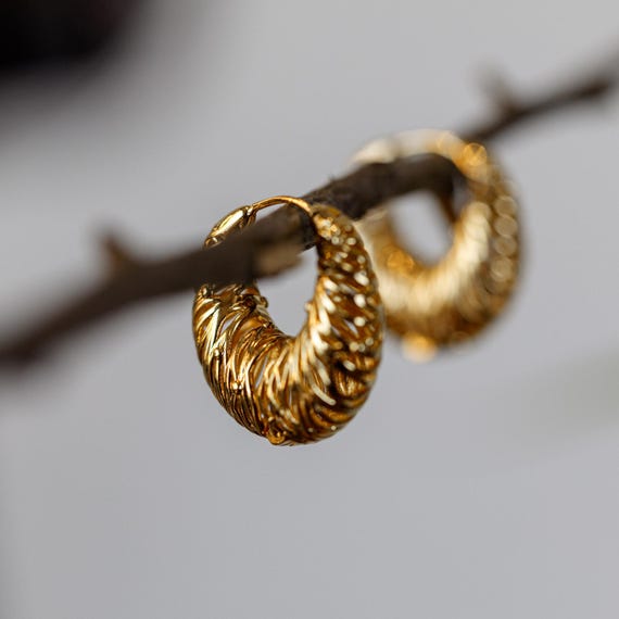 ジオメトリフープイヤリング ステートメント ゴールドメッキ オーバルテクスチャフープ レディース ガールズ 金属 不明　並行輸入品 : 金メッキイヤリング 女性用 低刺激性 ゴールド