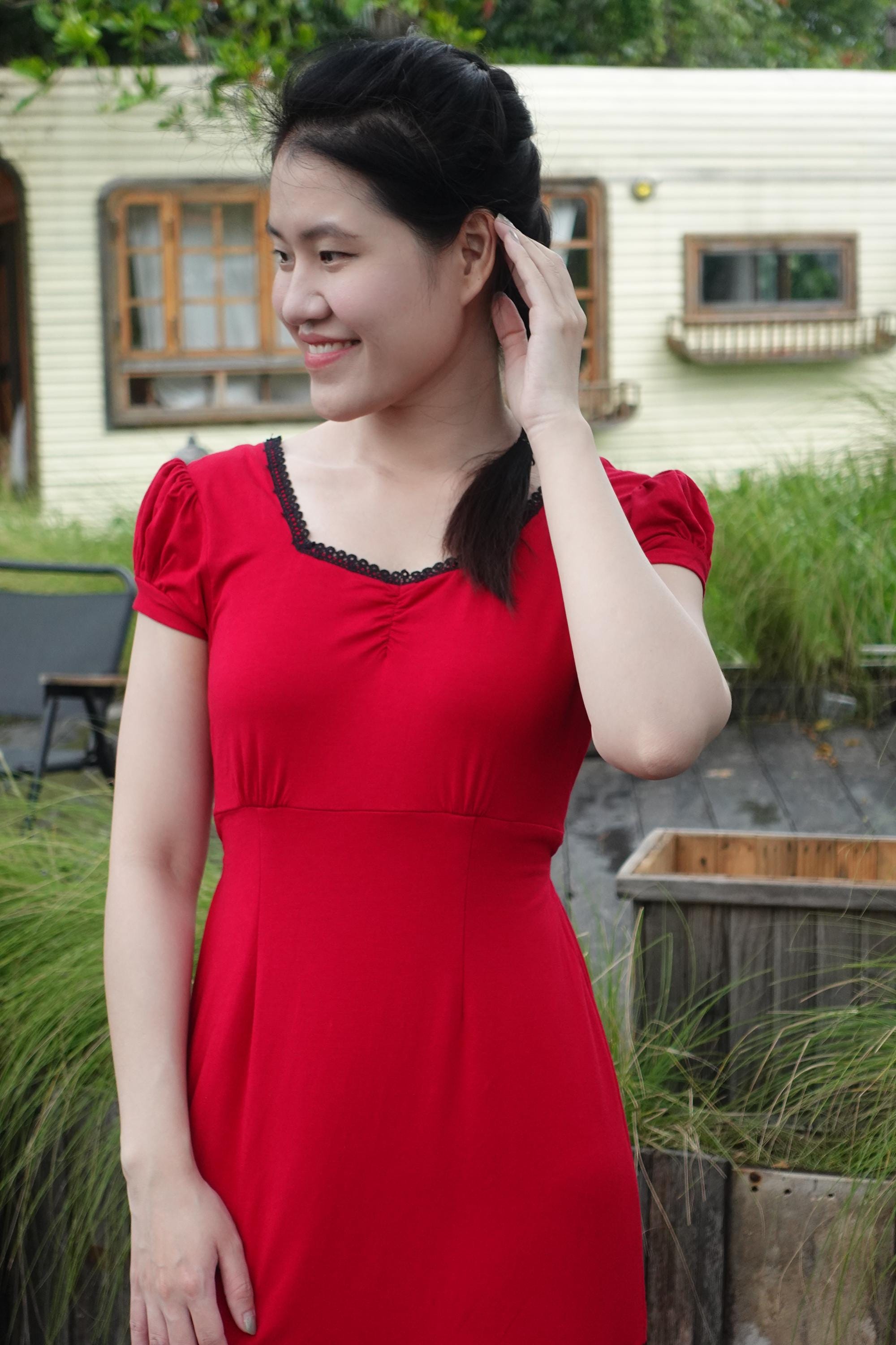 Taylor Dress in Red #93 Stretch Fabric | Soft & Breathable Stretch ...