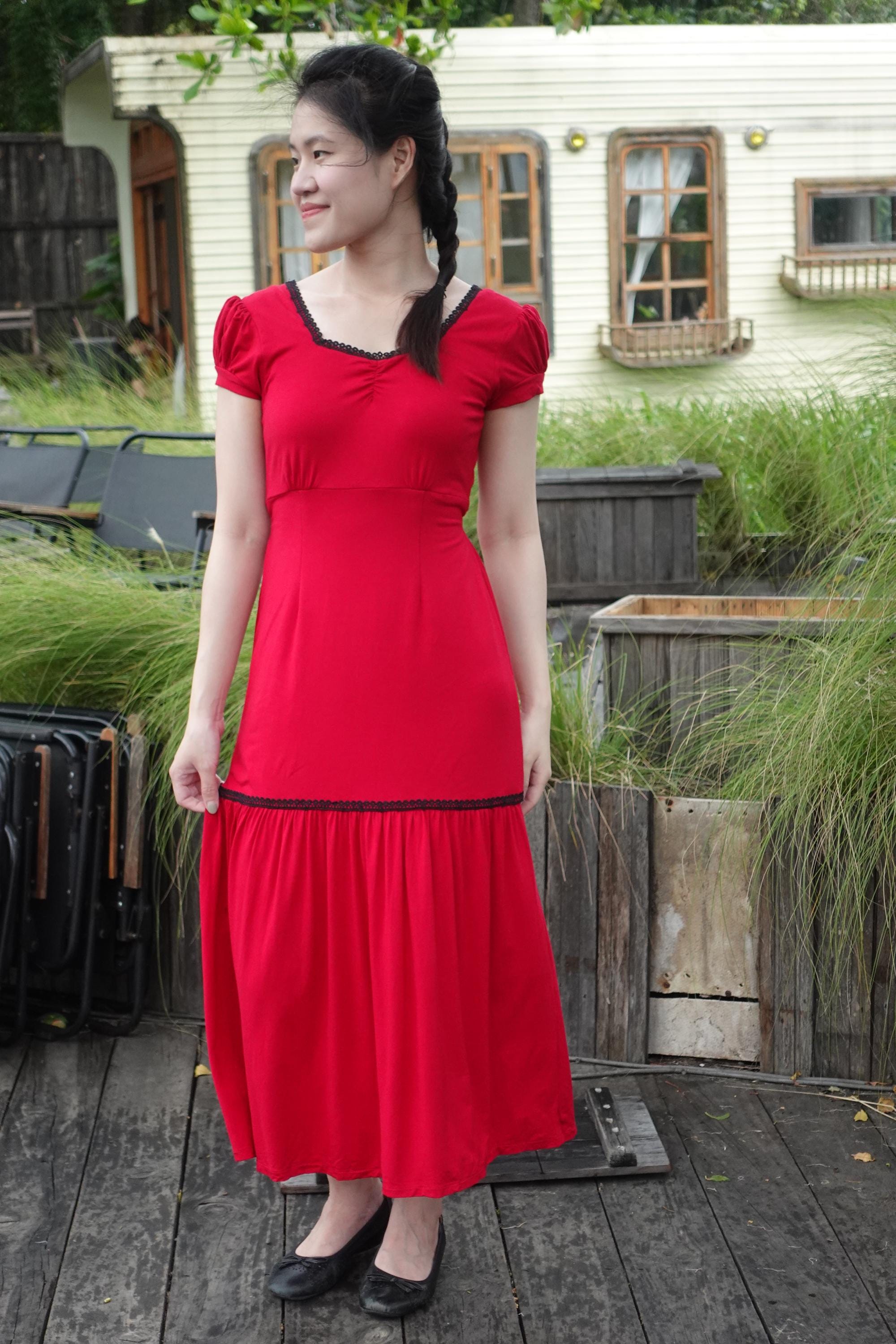 Taylor Dress in Red #93 Stretch Fabric | Soft & Breathable Stretch ...