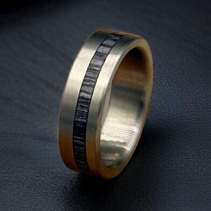 Silber Titan Holz Ehering | 8 mm Ehering aus Holz | Herren-Verlobungsring | Rustikaler Titanring 5.Jahrestag Geschenk für Ihn